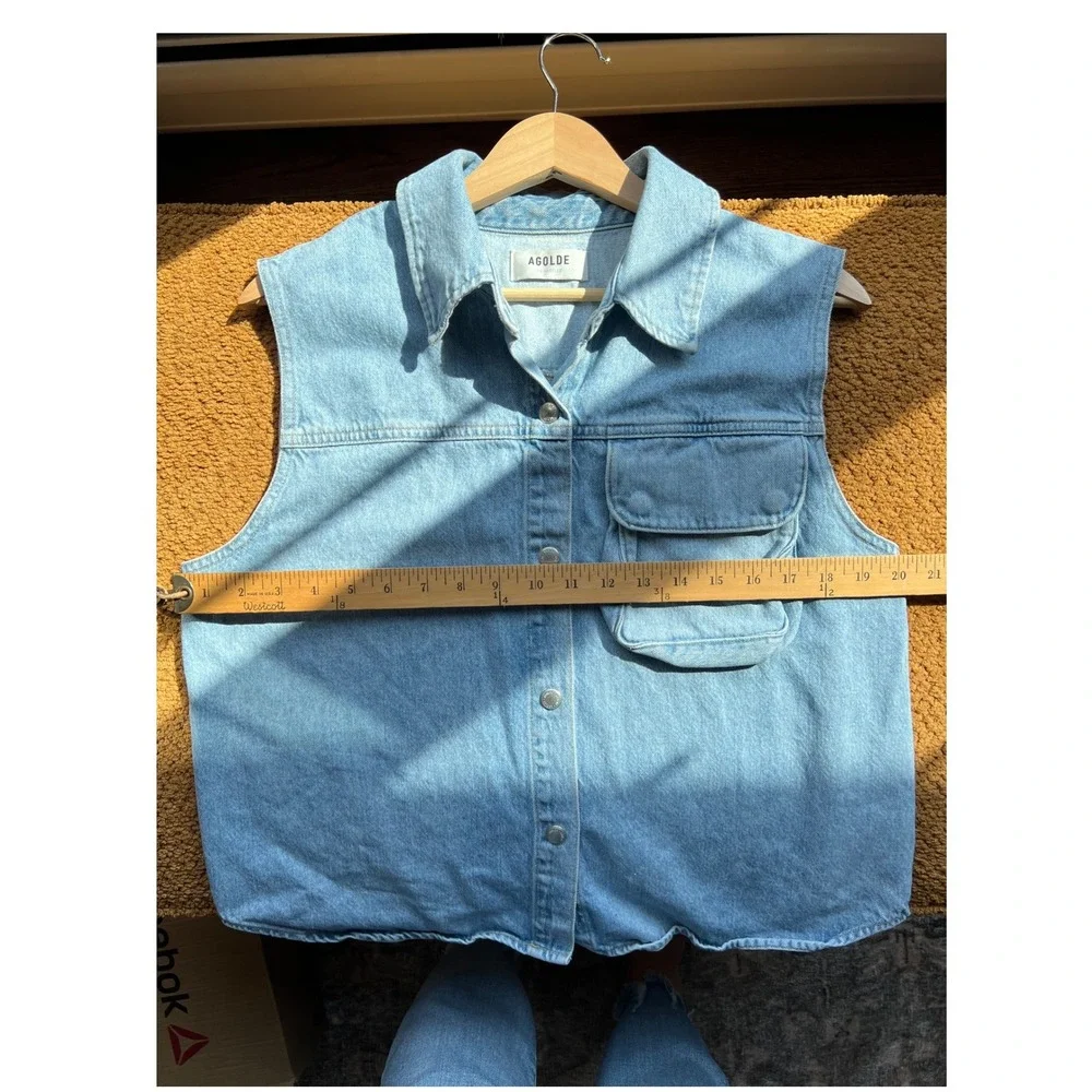 Agolde 100% Organic Cotton Womens Denim Vest Y2K Indie Sleaze Western Size M - Picture 14 of 14